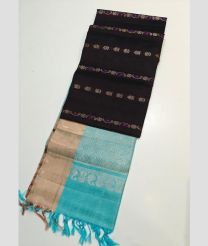 Black and Sky Blue kanchi pattu sarees with All over Buttas design