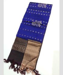 Royal Blue and Chocolate kanchi pattu sarees with All over Buttas design