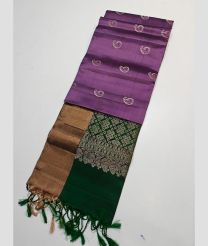 Purple and Pine Green kanchi pattu sarees with All over Buttas design