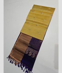 Lite Yellow and Navy Blue kanchi pattu sarees with All over Buttas design