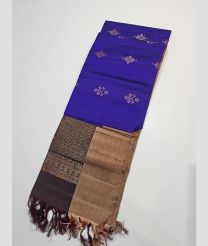 Purple Blue and Chocolate kanchi pattu sarees with All over Buttas design