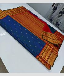 Blue and Red kanchi pattu sarees with All over Buttas design
