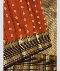 Chestnut and Chocolate kanchi pattu sarees with Kanchi Border design