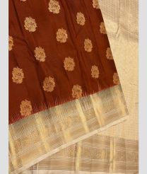 Chestnut and Cream kanchi pattu sarees with Kanchi Border design