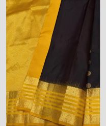 Yellow and Black kanchi pattu sarees with Kanchi Border design