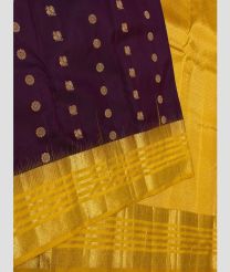 Plum Purple and Yellow kanchi pattu sarees with Kanchi Border design