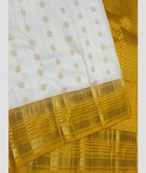 White and Golden Yellow kanchi pattu sarees with Kanchi Border design