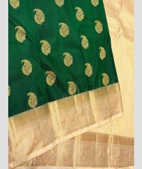 Green and Cream kanchi pattu sarees with Kanchi Border design