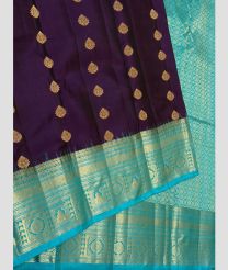 Plum Purple and Cyan kanchi pattu sarees with Kanchi Border design