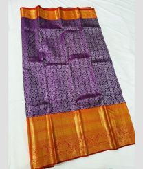 Plum Purple and Orange kanchi pattu sarees with All over design