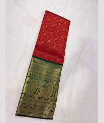 Red and Pine Green kanchi pattu sarees with All over design