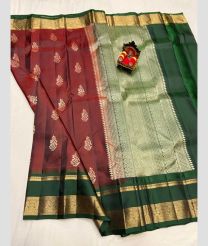 magenta colour kanchi pattu sarees with All over design