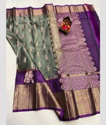 gray colour kanchi pattu sarees with All over design