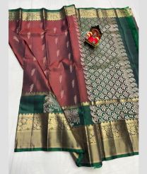 magenta red and silver colour kanchi pattu sarees with All over design