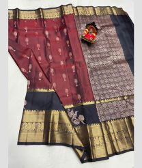 magenta and brown colour kanchi pattu sarees with All over design