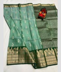 green colour kanchi pattu sarees with All over design