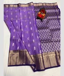 silver and violet colour kanchi pattu sarees with All over design