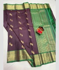purple colour kanchi pattu sarees with All over Buttas design