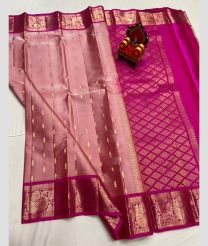 pink and magenta colour kanchi pattu sarees with All over Buttas design