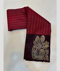 magneta red colour kanchi pattu sarees with All over Lines design