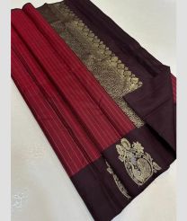 magenta red colour kanchi pattu sarees with All over Lines design