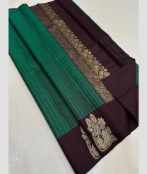 green colour kanchi pattu sarees with All over Lines design