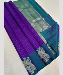 purple colour kanchi pattu sarees with All over Lines design