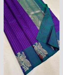 violet colour kanchi pattu sarees with All over Lines design