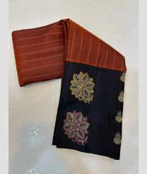 coral red colour kanchi pattu sarees with All over Lines design