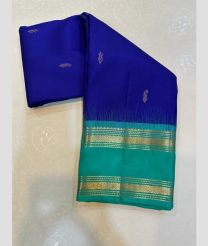 navy blue colour kanchi pattu sarees with All over Buttas design