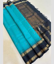 sky blue colour kanchi pattu sarees with All over Buttas design