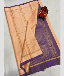 brown and purple colour kanchi pattu sarees with Plain design