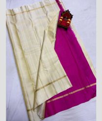 gray and purple colour kanchi pattu sarees with Plain design