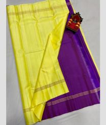 olive and purple colour kanchi pattu sarees with Plain design