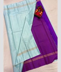 purple and blue colour kanchi pattu sarees with Plain design