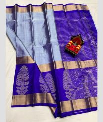 light blue and blue colour kanchi pattu sarees with All over Checks design