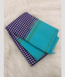 blue and white colour kanchi pattu sarees with All over Checks design