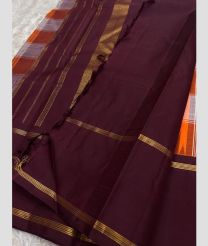 orange and white colour kanchi pattu sarees with All over Checks design