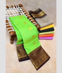 sea green colour kanchi pattu sarees with All over Buttas design
