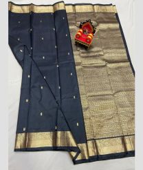 block colour kanchi pattu sarees with All over Buttas design