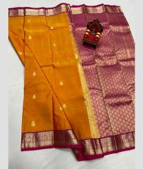 brown colour kanchi pattu sarees with All over Buttas design