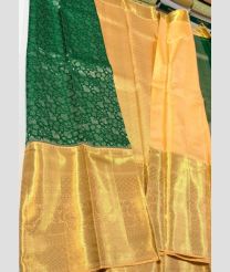 green and cream colour kanchi pattu sarees with All over design