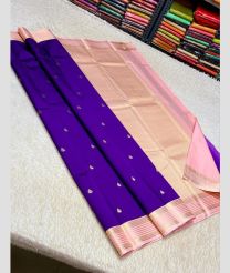 violet colour kanchi pattu sarees with All over Buttas design