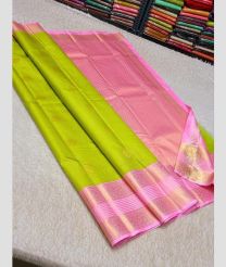 olive green colour kanchi pattu sarees with All over Buttas design