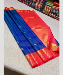 navy blue colour kanchi pattu sarees with All over Buttas design