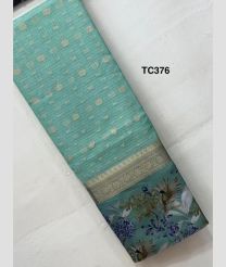 Lite Turquoise and Blue kora sarees with All over Buttas design