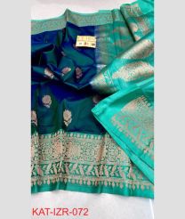 blue and silver colour kora sarees with All over Buttas design