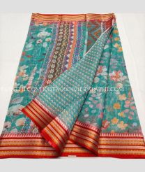 Turquoise and Red kota sarees with All over Printed design - KOTA0000211