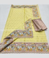 Mustard Yellow and Brown kota sarees with All over Embroidery work design - KOTA0000213