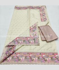 Cream and Brown kota sarees with All over Embroidery work design - KOTA0000215